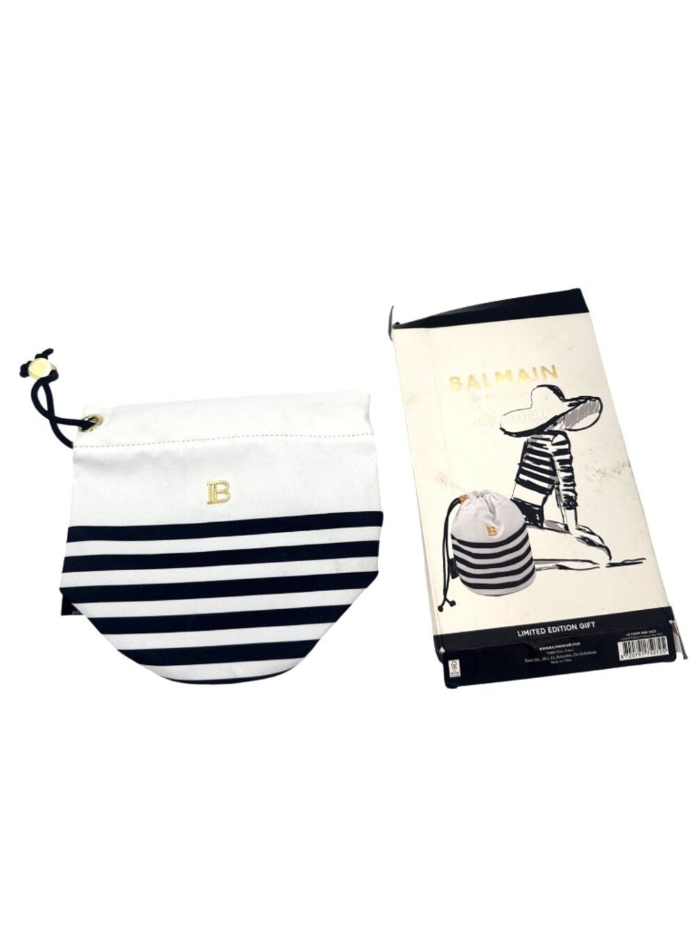 Balmain Hair Couture Limited Edition Gift Cosmetic Bag Striped Design
